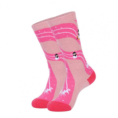 1 ζευγάρι ανθεκτικές κάλτσες πεζοπορίας με αντίθεση χρώματος Χριστουγεννιάτικες κάλτσες σκι που απορροφούν τον ιδρώτα Keep Warm Μαλακές χοντρές παιδικές κάλτσες για σκι