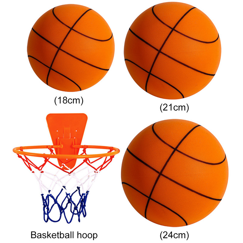 1-5 ks skákajúcich nemých basketbalových loptičiek do interiéru s obručou, vysoko odolná ľahká penová basketbalová loptička 18/21/24 cm, darčeky pre deti