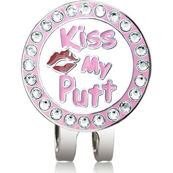 1 бр. Маркер за топка за голф Car And Kiss My Putt Rhinestone Diamonds Нов стил Аксесоари за голф с магнитна щипка за шапка за приятелка