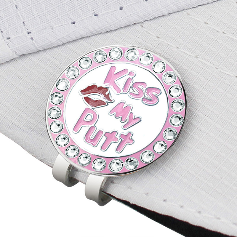 1 tk golfipalli marker auto ja suudlus My Putt Rhinestone Diamonds uues stiilis golfitarvikud koos magnetiga mütsiklambriga sõbrannale
