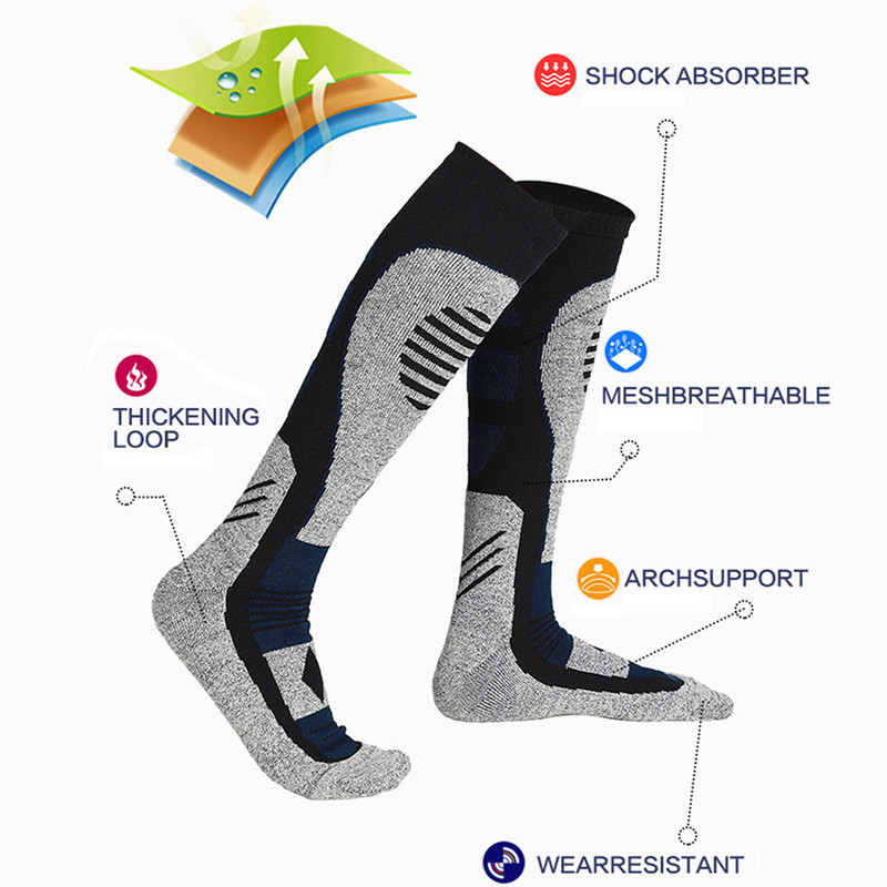 1 Ζεύγος χειμερινές κάλτσες ορειβασίας για σκι άντρες Γυναικείες κάλτσες για σκι με μαλακή πετσέτα ανυψωτικές κάλτσες στο κάτω μέρος Long Tube Outdoor Ski