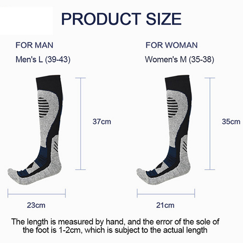 1 Ζεύγος χειμερινές κάλτσες ορειβασίας για σκι άντρες Γυναικείες κάλτσες για σκι με μαλακή πετσέτα ανυψωτικές κάλτσες στο κάτω μέρος Long Tube Outdoor Ski
