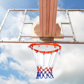 1 бр. 50 см мрежеста мрежа за баскетболен ръб Стандартна спортна баскетболна трицветна трицветна издръжлива мрежа за баскетболен кош за спорт на открито