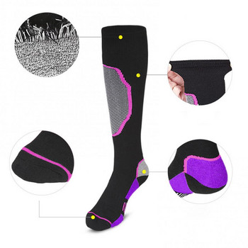 1 чифт дамски термични чорапи за ски по-дебели памучни спортни сноуборд колоездене ски футболни чорапи високоеластични термочорапи спортно облекло