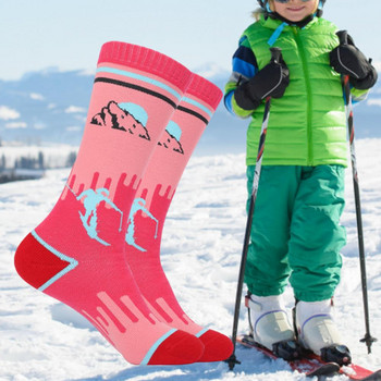 1 ζευγάρι μαλακές αθλητικές κάλτσες που απορροφούν τον ιδρώτα με προστασία από το κρύο Ελαφριές για αγόρια κορίτσια Χοντρές ζεστές κάλτσες snowboarding