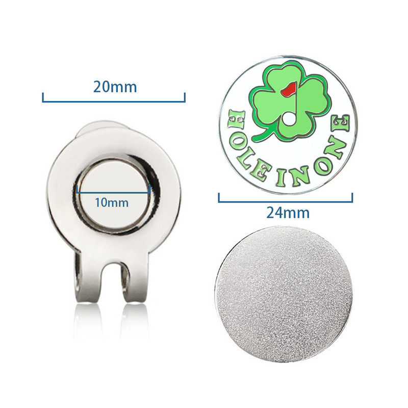 Lucky Clover golfipallimärk magnetilise golfikübara klambriga, roheline neljaleheline golfimarker, treenimisabi poistele tüdrukutele, lastele kingitus