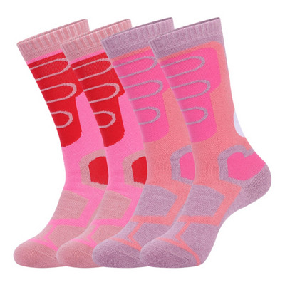 2 ζεύγη παχύρρευστες κάλτσες σκι Unisex κάλτσες συμπίεσης ανακουφίζουν από μυϊκή κόπωση κιρσοκήλη Αθλητισμός εξωτερικού χώρου Παιδικές κάλτσες ThermCycling