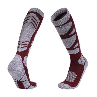 1 pereche de șosete calde termice până la genunchi, respirabile, rezistente la uzură, care elimină umiditatea, manșete anti-alunecare, șosete groase de schi unisex