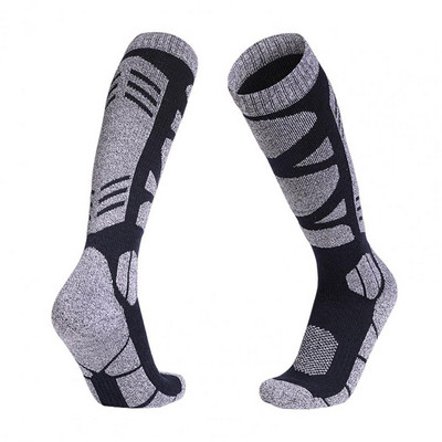 1 pereche de șosete calde termice până la genunchi, respirabile, rezistente la uzură, care elimină umiditatea, manșete anti-alunecare, șosete groase de schi unisex