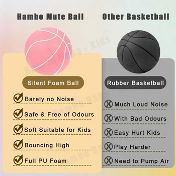 Αθόρυβο μπάσκετ σε εσωτερικούς χώρους Αθλητική προπόνηση ενηλίκων για παιδιά Μπάλα υψηλής πυκνότητας μαλακό υλικό Δωρεάν φορητό δίχτυ