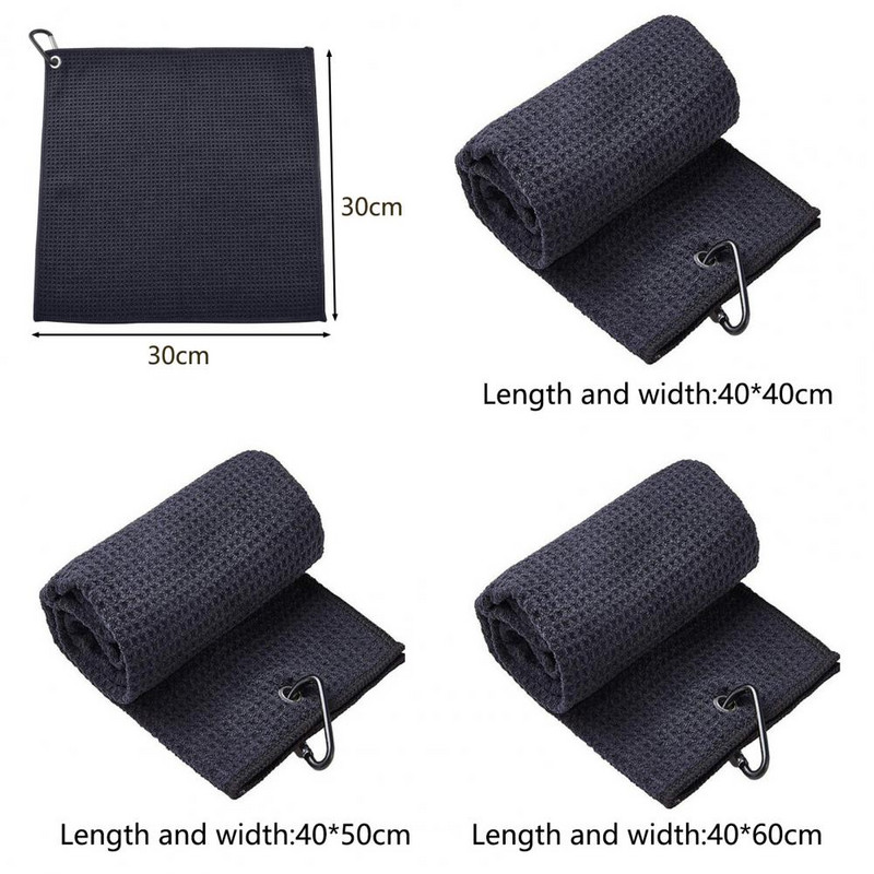 1 tk must golfirätik golfimängijale Microfiber Golf Wet and Dry Amphibian must konksuga Golfipalli puhastusrätik sissetõmmatavaga