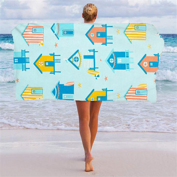 Плажна кърпа за носене Мека плажна йога баня за фитнес кърпа Дишаща външна кърпа Микрофибър Спортна кърпа за пътуване Плажен аксесоар
