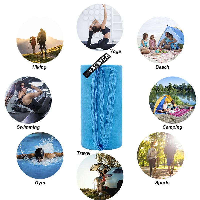 Prosoape de călătorie din microfibră Prosop cu uscare rapidă cu geantă de transport și buclă de suspendare rapidă pentru camping în aer liber, sală de sport de pe plajă
