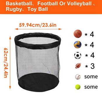 Баскетболна мрежеста чанта 15L Баскетболна чанта Голяма спортна чанта за топка Външен органайзер за държане на баскетбол Волейбол Бейзбол