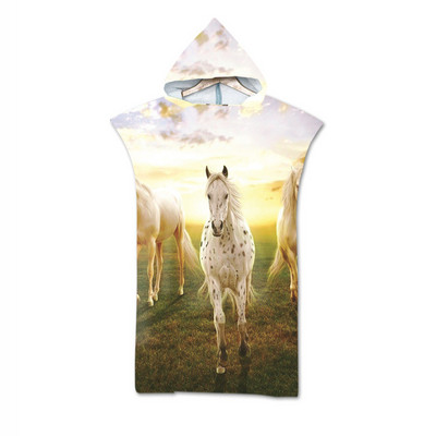 Τρισδιάστατη εκτύπωση με κουκούλα πετσέτα θαλάσσης από μικροΐνες Ζώο τίγρη που αλλάζει ρόμπα μπάνιου Πετσέτα πόντσο σερφ για κολύμπι Απαλό μπουρνούζι για ενήλικες