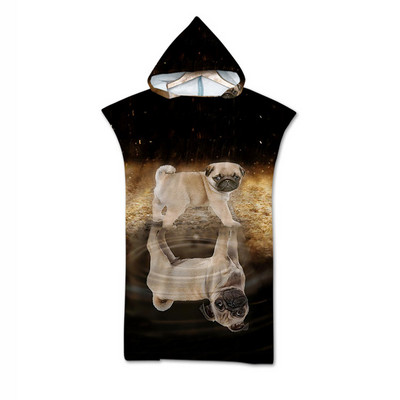 Τρισδιάστατη εκτύπωση με κουκούλα πετσέτα θαλάσσης από μικροΐνες Ζώο τίγρη που αλλάζει ρόμπα μπάνιου Πετσέτα πόντσο σερφ για κολύμπι Απαλό μπουρνούζι για ενήλικες