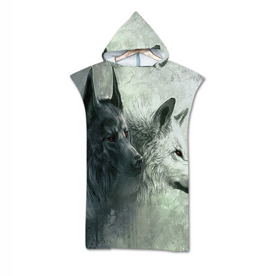 Τρισδιάστατη εκτύπωση με κουκούλα πετσέτα θαλάσσης από μικροΐνες Ζώο τίγρη που αλλάζει ρόμπα μπάνιου Πετσέτα πόντσο σερφ για κολύμπι Απαλό μπουρνούζι για ενήλικες