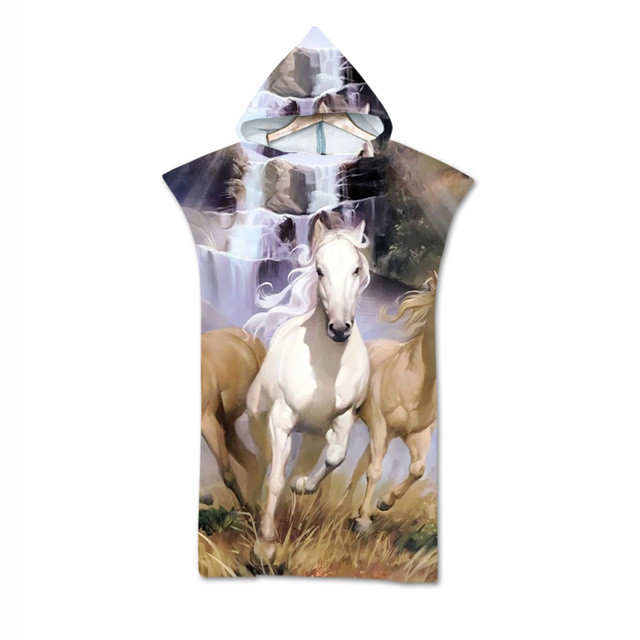 Τρισδιάστατη εκτύπωση με κουκούλα πετσέτα θαλάσσης από μικροΐνες Ζώο τίγρη που αλλάζει ρόμπα μπάνιου Πετσέτα πόντσο σερφ για κολύμπι Απαλό μπουρνούζι για ενήλικες