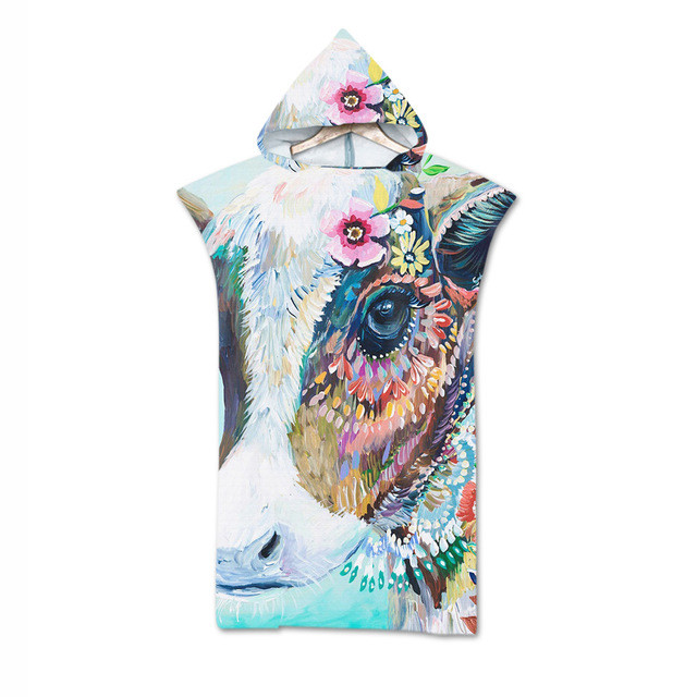 Τρισδιάστατη εκτύπωση με κουκούλα πετσέτα θαλάσσης από μικροΐνες Ζώο τίγρη που αλλάζει ρόμπα μπάνιου Πετσέτα πόντσο σερφ για κολύμπι Απαλό μπουρνούζι για ενήλικες