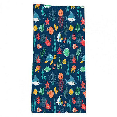 Prosop de duș Prosop de baie pliabil cu uscare rapidă Absorbție puternică de apă Fibră superfine Prosop de plajă cu imprimeu broasca testoasă cu stele de mare