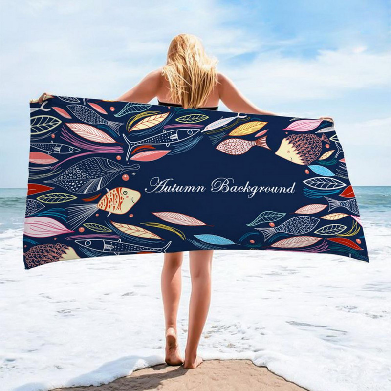 Prosop de duș Prosop de baie pliabil cu uscare rapidă Absorbție puternică de apă Fibră superfine Prosop de plajă cu imprimeu broasca testoasă cu stele de mare