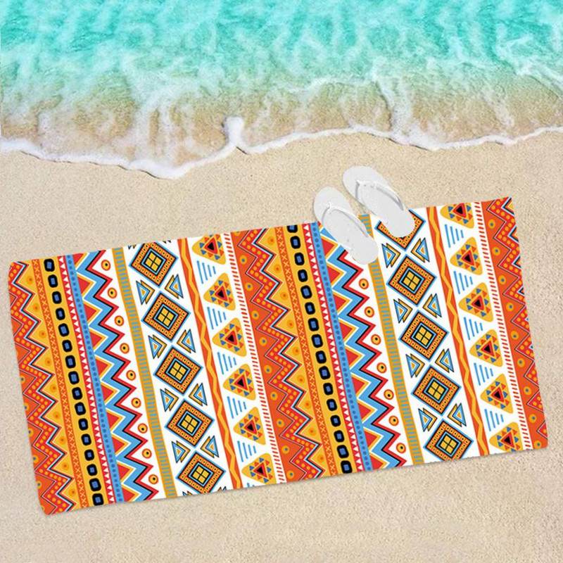 Matkarätik hõlpsasti kaasaskantav vannirätik 150x75cm geomeetrilise mustriga SPA vannirätik