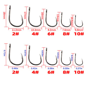 15 x PTFE με επίστρωση από ανοξείδωτο ατσάλι υψηλής περιεκτικότητας σε ατσάλι με αγκαθωτό γάντζο ψαριού με μάτι Κυπρίνος Αξεσουάρ σύνδεσης γάντζου ψαρέματος X505