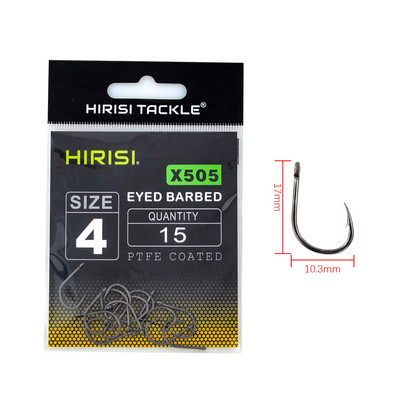 15 x PTFE dengtas daug anglies nerūdijančio plieno spygliuotas žuvies kabliukas su akiniais karpių žvejybos kablio jungties priedai X505