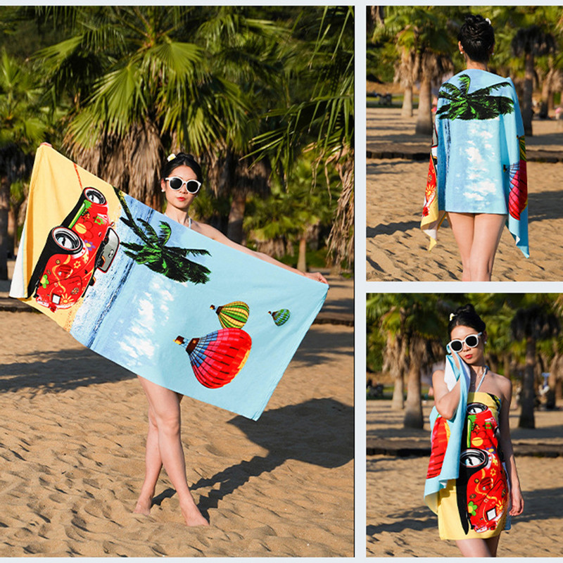 Μικροΐνες Quick Dry Πετσέτα παραλίας Hawaii Tropic Coconut Trees Πολύχρωμη εκτύπωση Swimming Gym Sport Washcloth Καλοκαιρινή κουβέρτα διακοπών