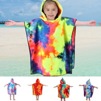 Детска кърпа за баня Tie-dye Бързосъхнеща кърпа за баня с качулка Суха микрофибърна вана за басейн Плажна кърпа за плуване