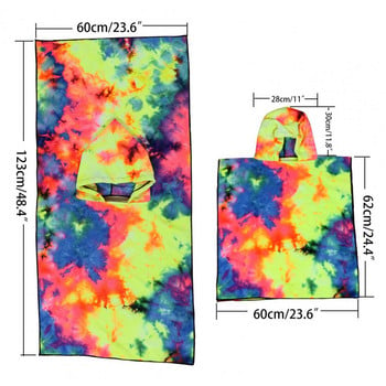 Детска кърпа за баня Tie-dye Бързосъхнеща кърпа за баня с качулка Суха микрофибърна вана за басейн Плажна кърпа за плуване