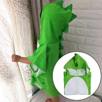 Хавлиена кърпа за деца Деца Плажно пончо с качулка Модел на динозаври (зелено+бяло 55 Cm x 110 Cm)
