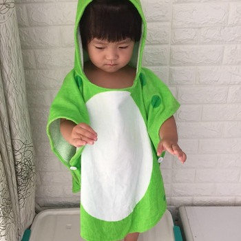 Хавлиена кърпа за деца Деца Плажно пончо с качулка Модел на динозаври (зелено+бяло 55 Cm x 110 Cm)