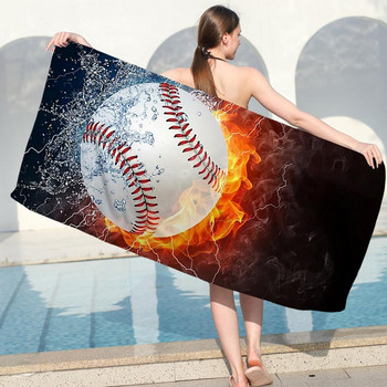 Плажно одеяло Бързосъхнеща компактна кърпа за плуване Спортен аксесоар Удобен микрофибърна плажна кърпа с принт на бейзболна топка Може да се пере
