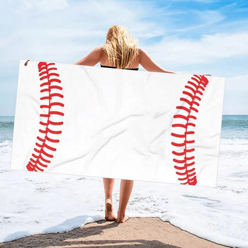 Плажно одеяло Бързосъхнеща компактна кърпа за плуване Спортен аксесоар Удобен микрофибърна плажна кърпа с принт на бейзболна топка Може да се пере