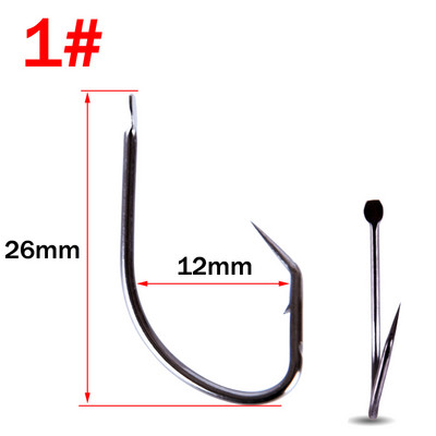 HYBOLAN 50 τμχ Αγκίστρια ψαρέματος υψηλής περιεκτικότητας σε άνθρακα από ανοξείδωτο ατσάλι Offset στραβό στόμα Αγκαθωτό για χελώνες και όλα τα είδη ψαριών Άγκιστρο