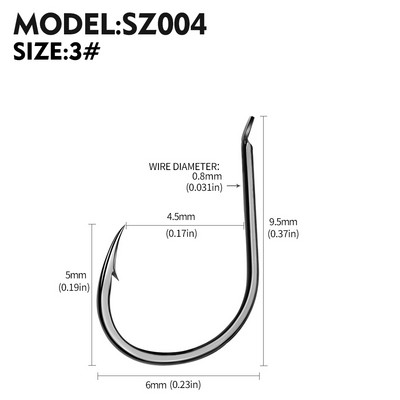 Sunlure 100 kom/kutija Iseama Udice 3#-15# Jednostruke udice Visokokvalitetne udice za ribolov Crne boje Jednostruke velike udice Visokostruke udice