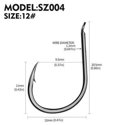 Sunlure 100 kom/kutija Iseama Udice 3#-15# Jednostruke udice Visokokvalitetne udice za ribolov Crne boje Jednostruke velike udice Visokostruke udice