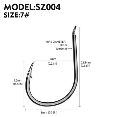 Sunlure 100 kom/kutija Iseama Udice 3#-15# Jednostruke udice Visokokvalitetne udice za ribolov Crne boje Jednostruke velike udice Visokostruke udice