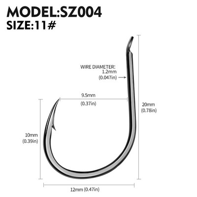 Sunlure 100 kom/kutija Iseama Udice 3#-15# Jednostruke udice Visokokvalitetne udice za ribolov Crne boje Jednostruke velike udice Visokostruke udice
