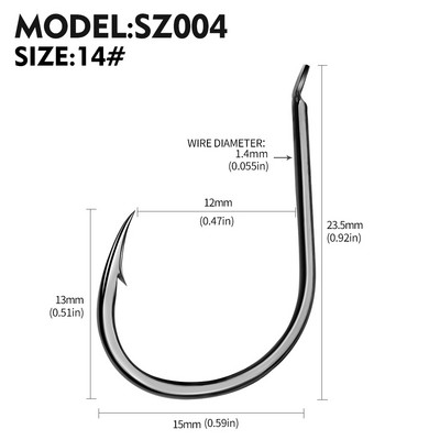 Sunlure 100 kom/kutija Iseama Udice 3#-15# Jednostruke udice Visokokvalitetne udice za ribolov Crne boje Jednostruke velike udice Visokostruke udice