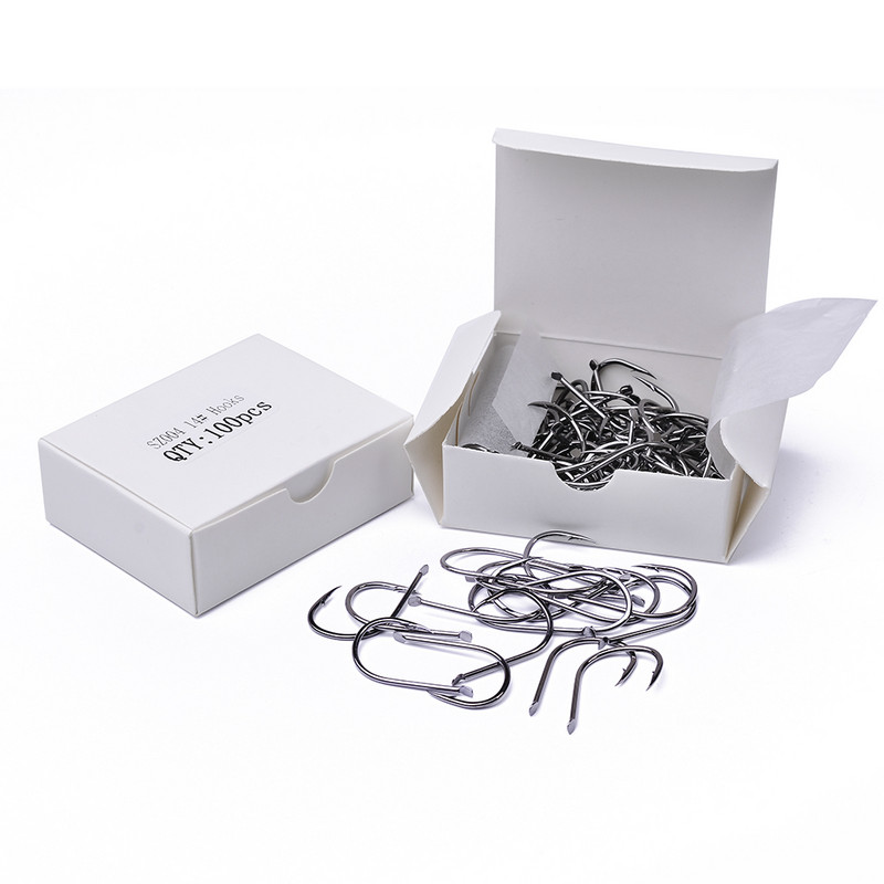 Sunlure 100 kom/kutija Iseama Udice 3#-15# Jednostruke udice Visokokvalitetne udice za ribolov Crne boje Jednostruke velike udice Visokostruke udice