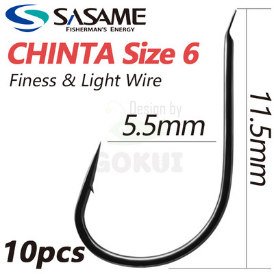 SASAME Chinta Finess õngekonks kõrge süsinikusisaldusega terasest Jaapani originaal kalakonks, okastraat, peen varre lapik kalastustarvikud
