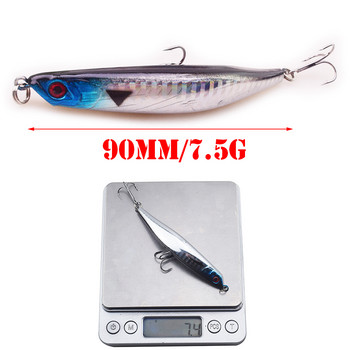 1 бр. Плаваща стръв за воблер 90 mm 8 g Topwater Pencil Fishing Lure Огъване на повърхността на умираща риба Tackle Японски изкуствени твърди примамки