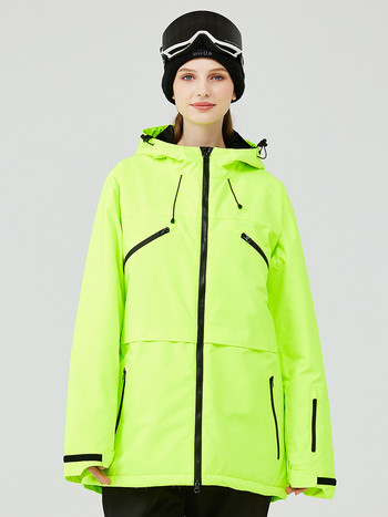 Топло и водоустойчиво яке за жени Ветроустойчиво палто за ски Велосипед на открито Къмпинг Зима Лилаво Бяло