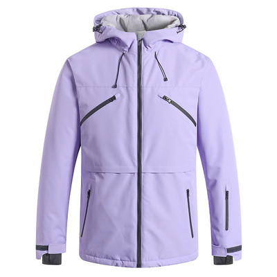 Ζεστό και αδιάβροχο μπουφάν για γυναίκες αντιανεμικό παλτό σκι Υπαίθριο ποδήλατο σκι Camping Winter Purple Λευκό