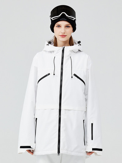 Warm and Waterproof Jacket for Women Windproof Skiing Coat Outdoor Ski Bike Camping Winter Purple White