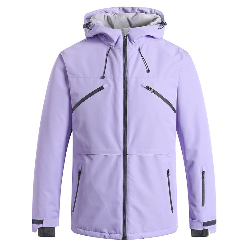 Ζεστό και αδιάβροχο μπουφάν για γυναίκες αντιανεμικό παλτό σκι Υπαίθριο ποδήλατο σκι Camping Winter Purple Λευκό