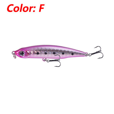 1 tk vibreeriv uppuv pliiats 6,3 cm 6g võnkuva plastist kunstlik kõva sööt 10# konksuga Bass Pike Tackle jaoks