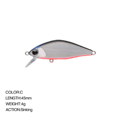 1 buc. Momeală de pescuit dur de înaltă calitate, cu design japonez, Pesca Issen, 45 mm, 4 g, momeală de scurgere pentru păstrăv, biban, bas